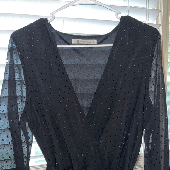 Flow length black formal dress with black sequin details. Size Medium. - Picture 2 of 4